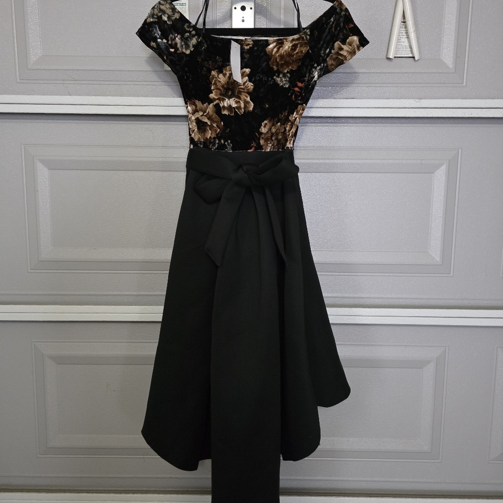 Papaya Black and Brown Floral Midi Dress